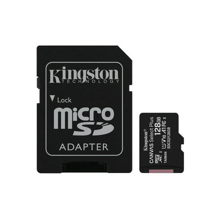 Kingston 128GB microSDHC Canvas Select Plus 100MB/s Read A1 Class 10 UHS-I Memory Card + Adapter