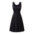 thumbnail image 1 of Innerwin Robe d'Été de Plage Col Rond Femmes Robes Midi Fête Couleur Unie Robe Longue Noire G, 1 of 2