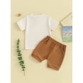 thumbnail image 5 of Musuos Toddler Boy Summer Clothes 6 12 18 24M 3T Letter Print Short Sleeve T-Shirt with Elastic Solid Color Waist Shorts 2Pcs Outfit, 5 of 10