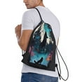 thumbnail image 5 of Japuie Artistic Moon Valley Wolf Print Drawstring Backpack,Drawstring Bags, Draw String Back Bag,Sport Gym Bag for Sports, Gym, Travel, Swimming, Beach -Medium, 5 of 7
