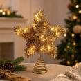 thumbnail image 4 of Homellea Lighted Tinsel Star Christmas Tree Topper, Battery Operated LED Five Point Star with Spring Base for Xmas Tree Top, Holiday Party, Living Room, Mantel and Indoor Home Decor, 4 of 6