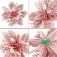 thumbnail image 3 of MINKUROW 20Pcs Christmas Flower Poinsettias 5.5 Inch Xmas Pink Glitter Artificial Flowers with 20Pcs Metal Clips Rose Gold Shining Faux Flowers for Christmas Tree Wreath Ornaments Wedding Party Decor, 3 of 7