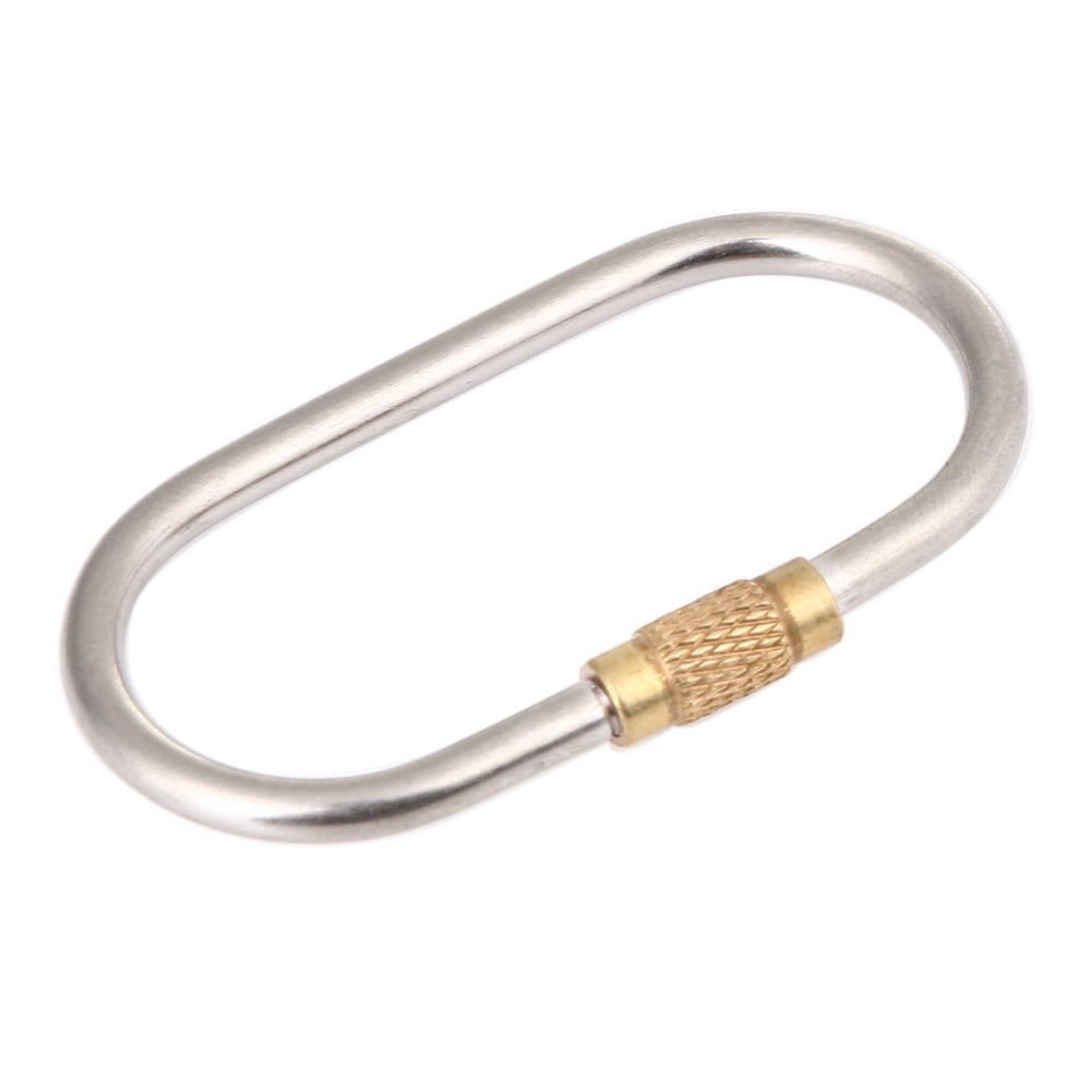 D Shape Titanium Alloy Screw Lock Carabiner Clip Hook Keychain Camping 