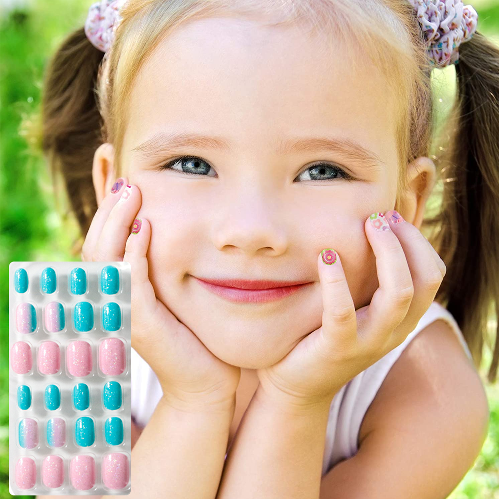 5 Boxes/120pcs Kids Fake Fingernails Girls Fake Nail Childrens Artificial  Nails | eBay