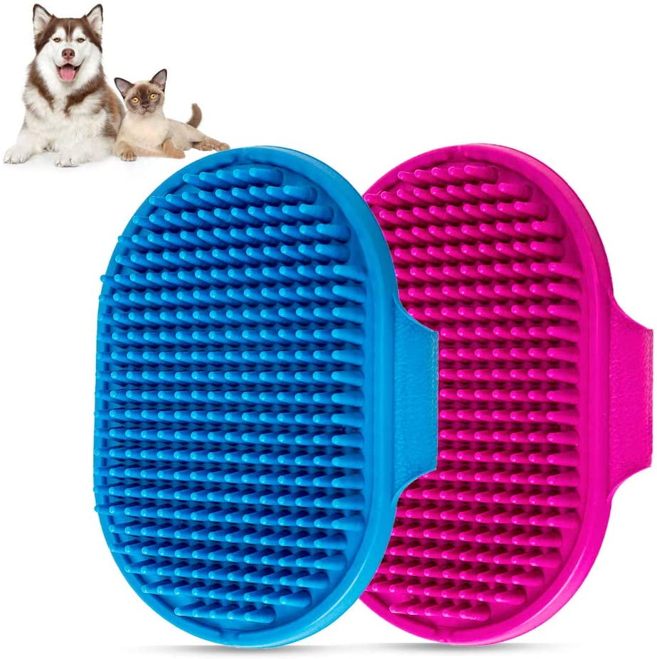 Pet Shampoo Bath Brush Soothing Massage Rubber Comb Bath Gloves, For Long Short Haired Dogs Cats
