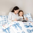 thumbnail image 4 of jejeloiu Kawaii Bow Tie 7pcs Bedding Comforter Set,Blue Cherry Print Queen Bedding Sets For Girls Teens Reversible, 4 of 7