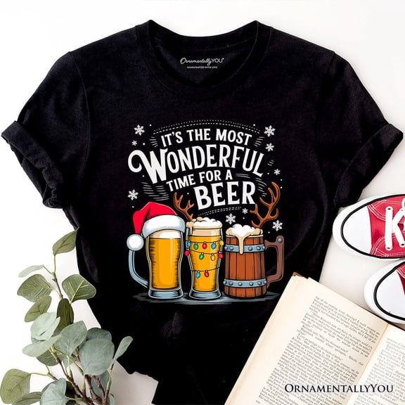 It's The Most Wonderful Time for a Beer T‑Shirt, Funny Holiday Beer Christmas Tee&