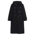 thumbnail image 3 of QHFBli Slim Fit Mens Trench Coat Men's Smooth Shoulder Woolen Anorak With Lapel And Detachable Hood Long Windbreaker Winter Jacket Loose Black XXXL, 3 of 8