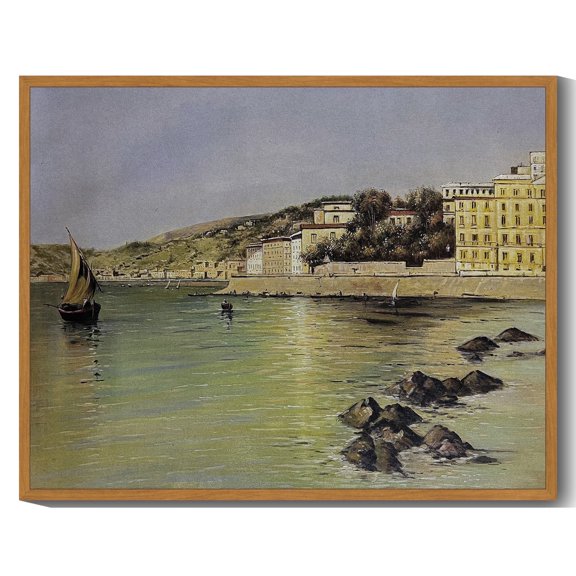 Drsoum Vintage Landscape Wall Art 11x14in Nature Framed Classic Retro Seatown Prints Farmhouse Kitchen Bathroom Office Decor