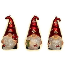 Galt International LED Lighted Santa Gnome Christmas Figurine Ornaments - 3.5" - Red and White - Set