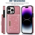 thumbnail image 2 of for iPhone 14 Pro Max Crossbody Wallet Case for Women, Bling Glitter PU Leather Phone Case with RFID Blocking Card Holder Cover for iPhone 14 Pro Max SZ Rose Gold, 2 of 18