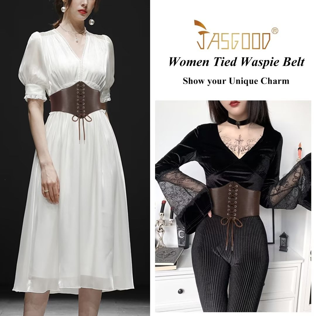 JASGOOD Women's Elastic Costume Waist Belt Lace-up Tied Waspie Corset Belts  for Women at  Women's Clothing store