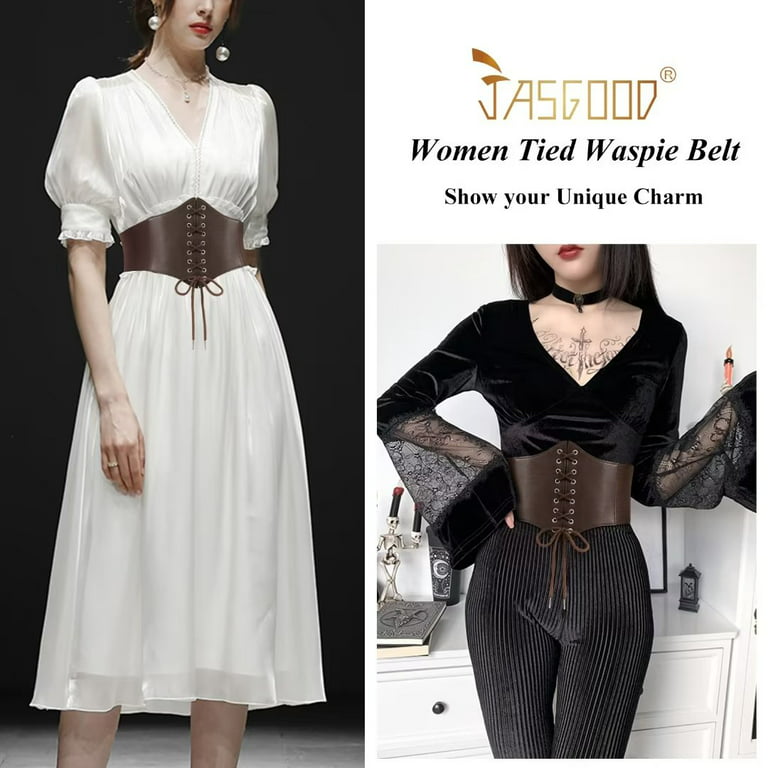 JASGOOD Black Corset Waist Belt for Women, Wide Elastic Belt for Dresses
