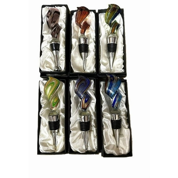 Handmade Art Glass Wine Bottle Stopper, Vivid Colors