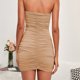 thumbnail image 4 of Vestido sexy de malla con hombros descubiertos - Tubo corsé ajustado - Vestidos fruncidos para fiestas/salidas nocturnas, 4 of 5
