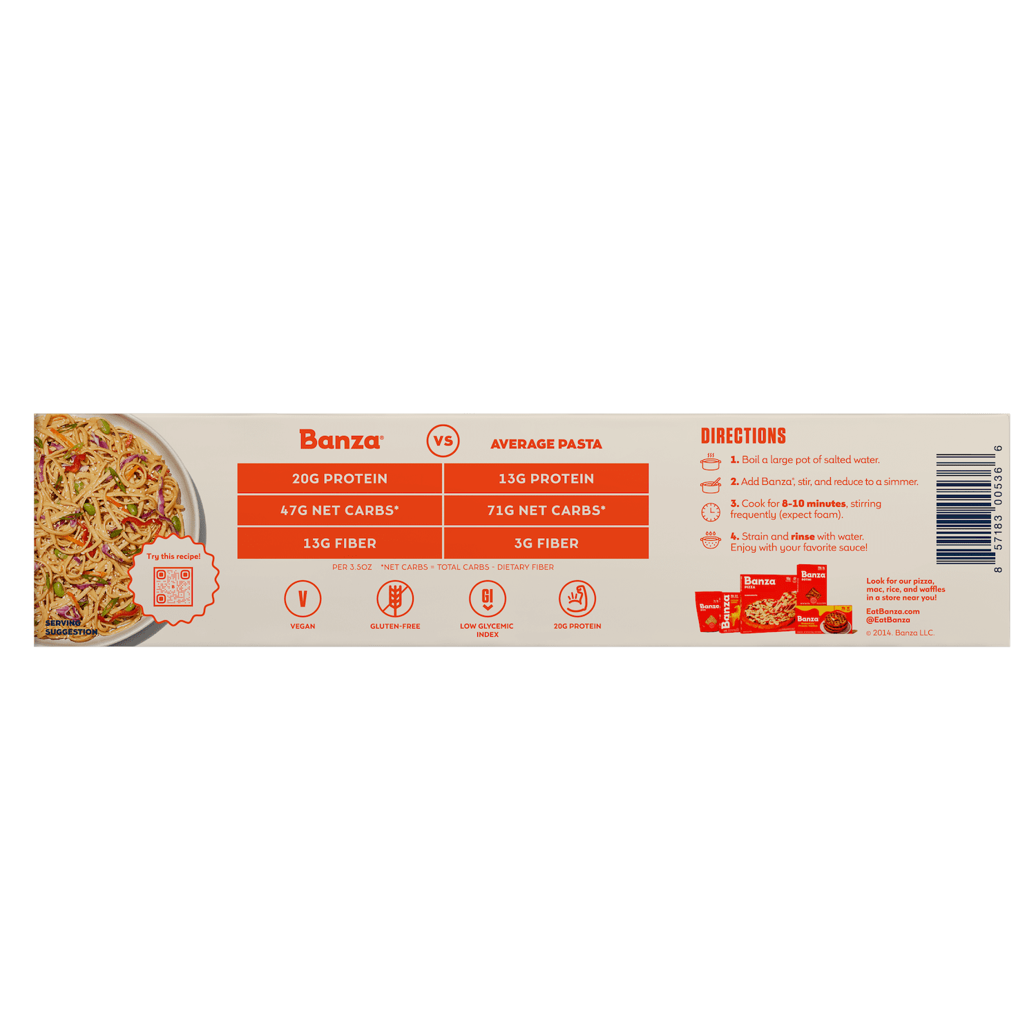 (3 pack) Banza Linguine Pasta from Chickpeas - Made In Italy, High Protein, High Fiber, and Lower Carb Italian Chickpea Noodles, 8oz