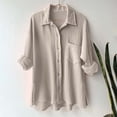 thumbnail image 2 of TTUHYWXI Womens Button Down Shirts Cotton Dress Shirt Long Sleeve Oversized Boyfriend Solid Tunic Tops with Pockets (Khaki, XL), 2 of 6