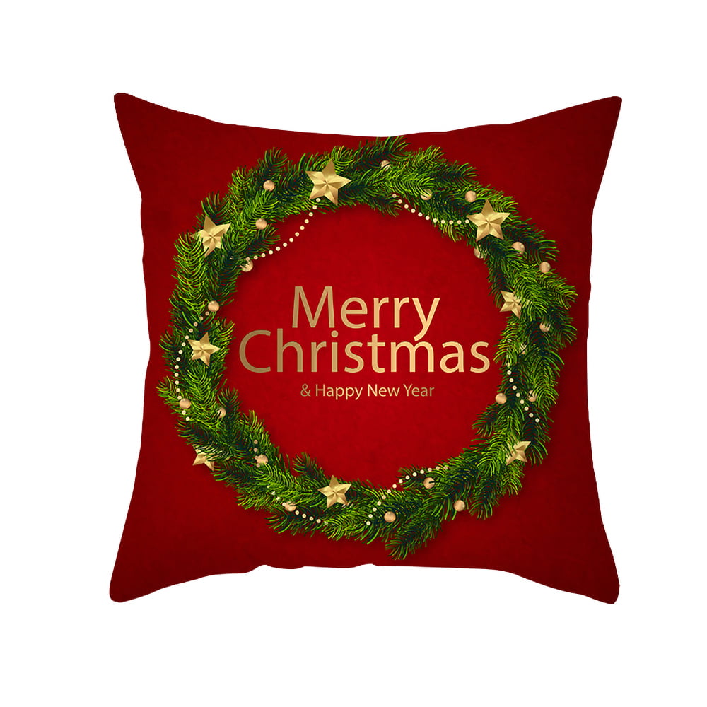 2pc Christmas Throw Pillow Covers Cases Pillowcase for Couch Sofa Snowman Santa 