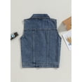 thumbnail image 4 of Kids Boys Girls Sleeveless Denim Vest Jacket 3 4 5 6 7 Years Turn-down Collar Button Jean Vest Waistcoat Outerwear, 4 of 8