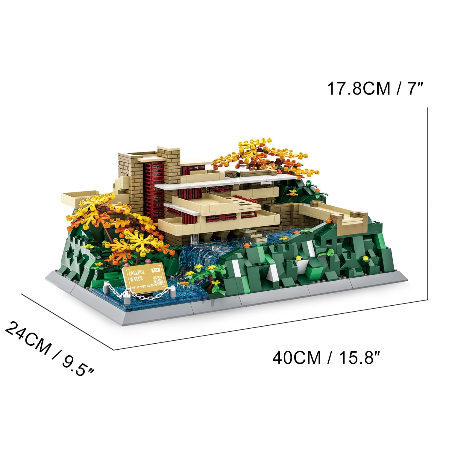 Vyytoz Fallingwater Pennsylvania Building Set, 1221Pcs Architecture Model, Creative Display Toy, World Landmark Collection