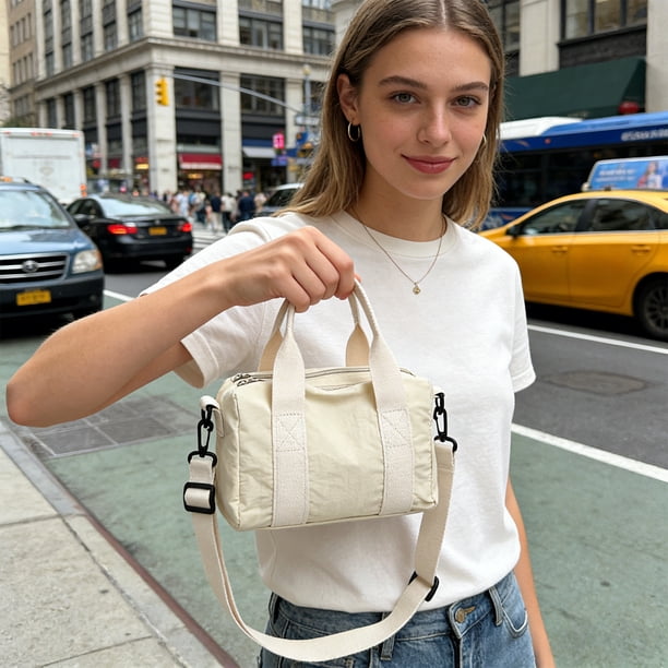 Bolso de mano informal y sencillo, elegante bolso de lona tipo bandolera para exteriores, disponible en cuatro colores. Bolso de poliéster.