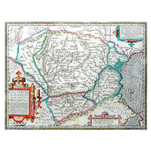 Historic Map - Europe Dacia Moesia - Ortelius 1570 - 29.71 x 23 - Vintage Wall Art