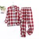 thumbnail image 1 of Pijama de Color negro y rojo para mujer, ropa de dormir supercálida, pantalones largos a juego, conjuntos de invierno, 1 of 4