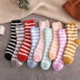 thumbnail image 2 of 4 Pairs Women Socks Striped Fluffy Coral Velvet Thick Warm Winter Socks Girls Indoor Floor Towel Socks(Light Green,Grey,Black,Christmas Red), 2 of 8