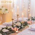 thumbnail image 2 of Juego de 18 portavelas NUPTIO de cristal dorado para huracanes, 2 of 9
