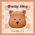 thumbnail image 1 of Funda de silicona suave de dibujos animados compatible con AirPods 2 y 1, funda protectora linda y divertida a prueba de golpes (Osito de ojos), 1 of 5