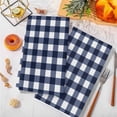 thumbnail image 3 of Navy Blue Check Kitchen Towels Set of 2, Farmhouse Buffalo Plaid Blue Soft Microfiber Dish Towels, Absorbent Quick-Dry Washable Dishcloths for Kitchen Cleaning, Drying Dishes, 18x28 Inches, 3 of 9