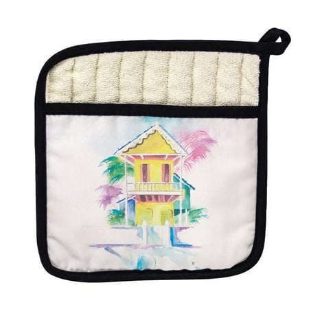 

Betsy Drake PT231 W. Palm Hut Yellow Pot Holder