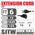thumbnail image 2 of Cable de extensión EP, paquete de 2 unidades, 1,8 m, negro, exterior, 16/3 SJTW 13A UL, 2 of 8