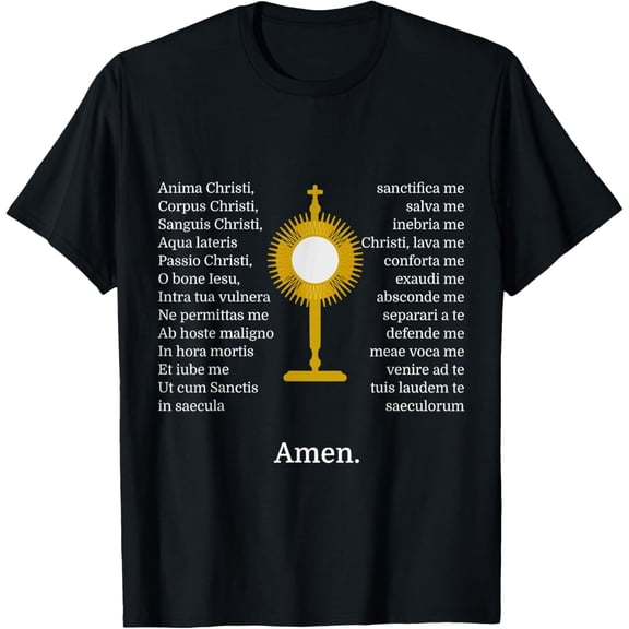 t-shirt Anima Christi TShirt Soul of Christ Sanctify Catholic Latin T-Shirt mens,black,women,funny,men,journey,Crew Neck, Short Sleeve,printing