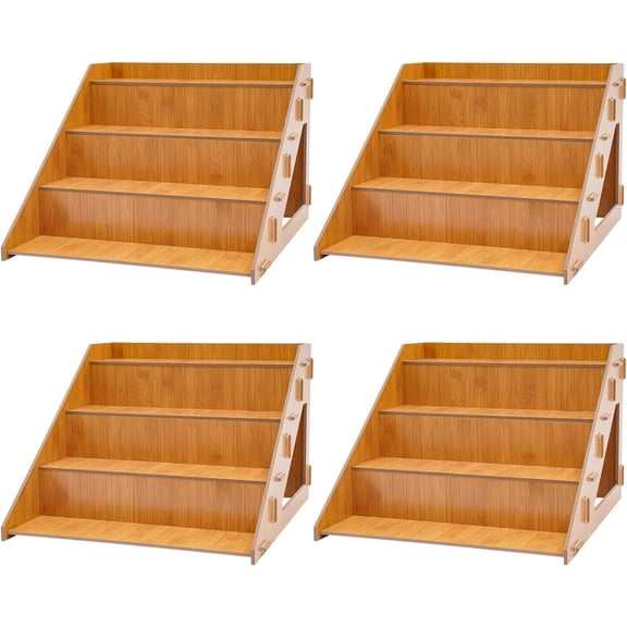 4 Pcs 4-Tier Retail Display Rack, Rustic Retail Display Stands, for Cakes, Cupcakes, and Desserts for Shop Store and Home Decor