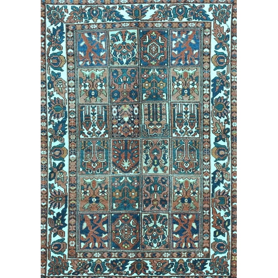 Ahgly Company Indoor Rectangle Persian Light Blue Traditional Area Rugs, 3' x 5'
