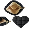 thumbnail image 3 of Black Quilted Puffer Makeup Bag, Soft Nylon Cosmetic Pouch for Women, 3 of 7