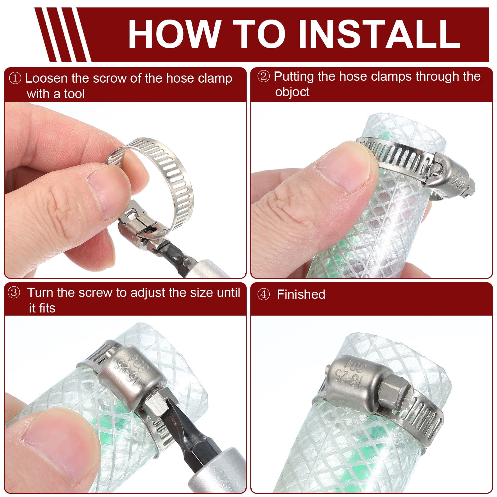 Uxcell Stainless Steel Worm Gear Hose Clamp for Automotive Plumbing 118-140mm