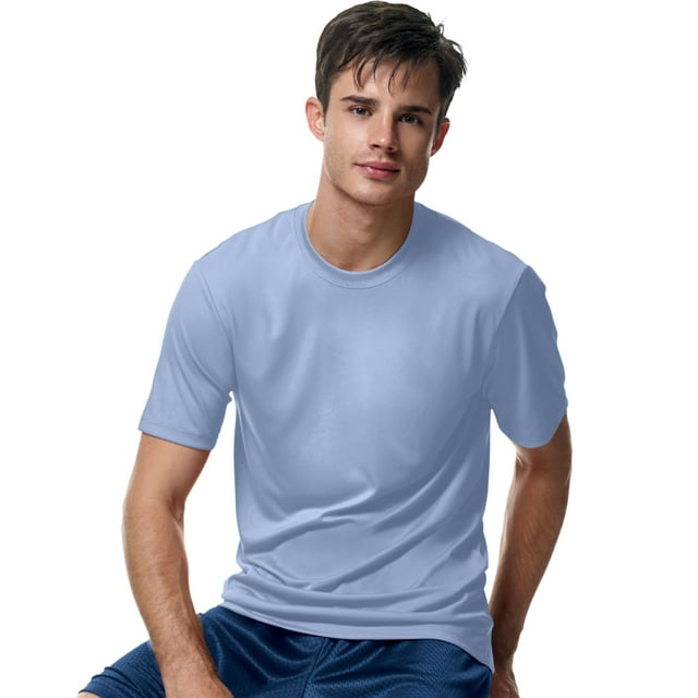 Hanes T-Shirt pour Homme Cool DRI Sans Étiquette, 3TG, Bleu Pâle