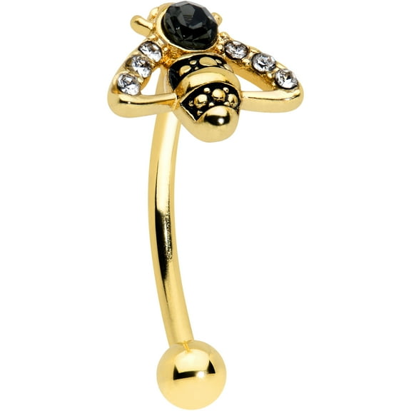 Body Candy 16G PVD Surgical Steel Eyebrow Piercing Jewelry Cartilage Tragus Black Bee Eyebrow Ring 5/16