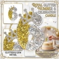 thumbnail image 2 of Birthday Candle Number Gold White Glitter with Crown Cartoon Creative Party Cake Topper Decoration, Festive Numeric Candle for Celebration, Royal Themed Cake Decor Supplies, 2 of 6