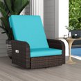thumbnail image 2 of Outsunny Wicker Swivel Chair w/ Cushion, Patio Recliner Chair, Turquoise, 2 of 10
