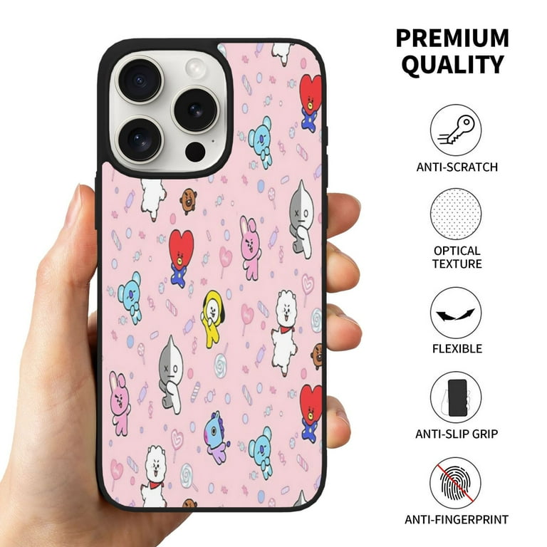 Sweet Bt21 Iphone 15 Pro Soft Glass Case Iphone 15 Pro Max Case