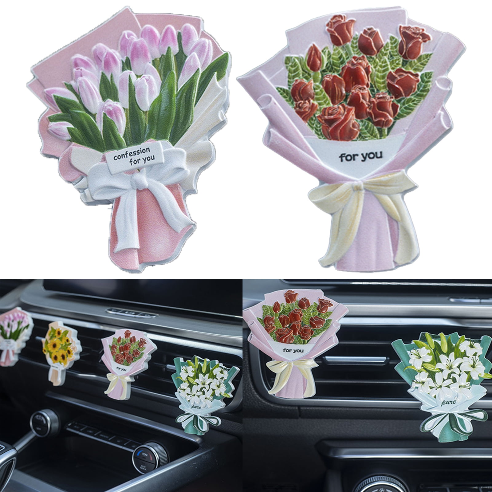 Mini Rose Bouquet Car Air Vent Clip Creative Flowers Mini Bouquet Car  Perfume Air Freshener Ornament Car Accessories Interior - AliExpress