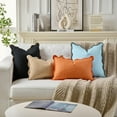 thumbnail image 4 of COOKCOK Scalloped Throw Pillow Covers Set of 2 for Living Room, Cotton & Linen, Boho Sytle Decorative Home. Fabric Feels a Little Stiff, Because Scalloped Edges Require, 18 x 18 Inch, Blue & Teal, 4 of 6