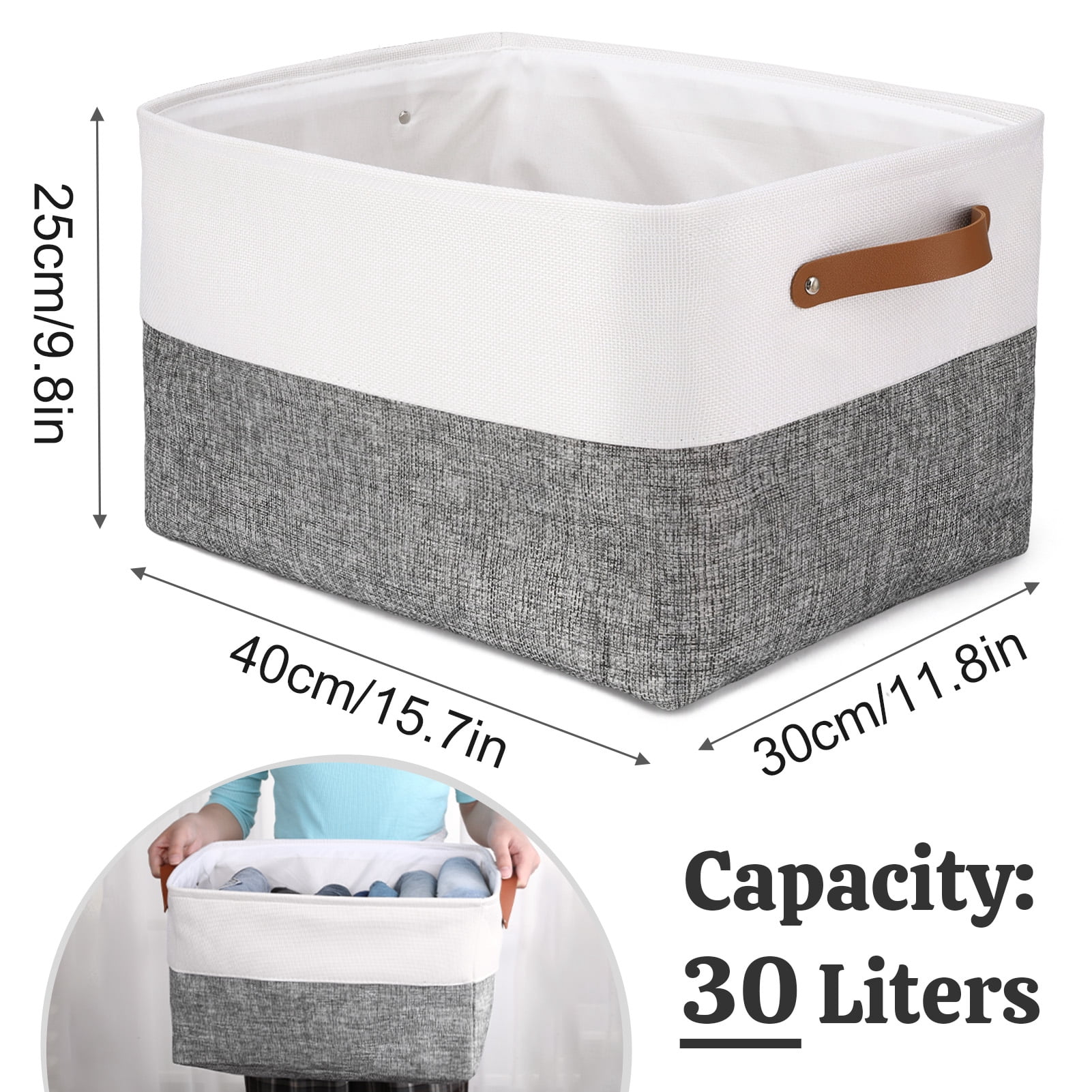 LUIISIS 4 Pack Large Fabric Storage Baskets, 15"x11"x9.5" Storage Bins, Decorative Linen Closet Organizers and Storage with Handles for Organizing, Shelf, Toys, Clothes, Home, Office, Nursery