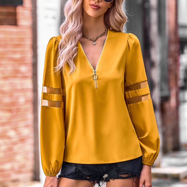 Suéteres casuales ajustados, suéter con cuello en V, suéter con cremallera, suéter con cuello en V para mujer, valor excepcional