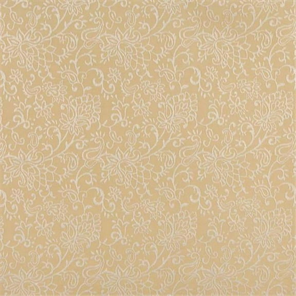 Designer Fabrics B608 54 in. Wide Gold- Contemporary Floral Jacquard Woven Upholstery Fabric