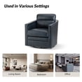 thumbnail image 5 of Swivel Genuine Leather Accent Chair Wooden Upholstery Armchair Home Theater Seating Metal Base Living Room Navy, 5 of 8