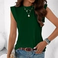 thumbnail image 5 of Htigea Womens' Crewneck Sleeveless Summer Casual Loose Fit Basic Shirts Today Sales Army Green,2XL, 5 of 6